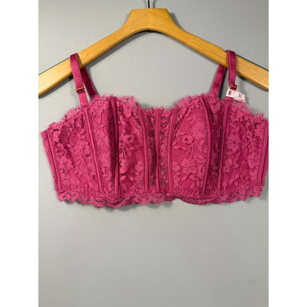 Victorias Secret Dream Angels Pink Lace Longline Wireless Corset Bra XL NWT